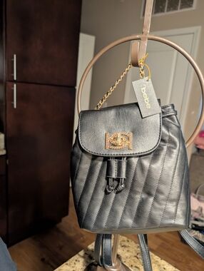 Bebe Mini Quilted Black Backpack NWT